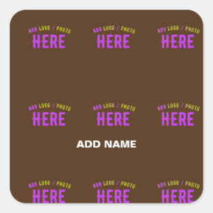PEGATINA CUADRADA PERSONALIZABLE MODERNO ELEGANTE BROWN VERIFICADO M