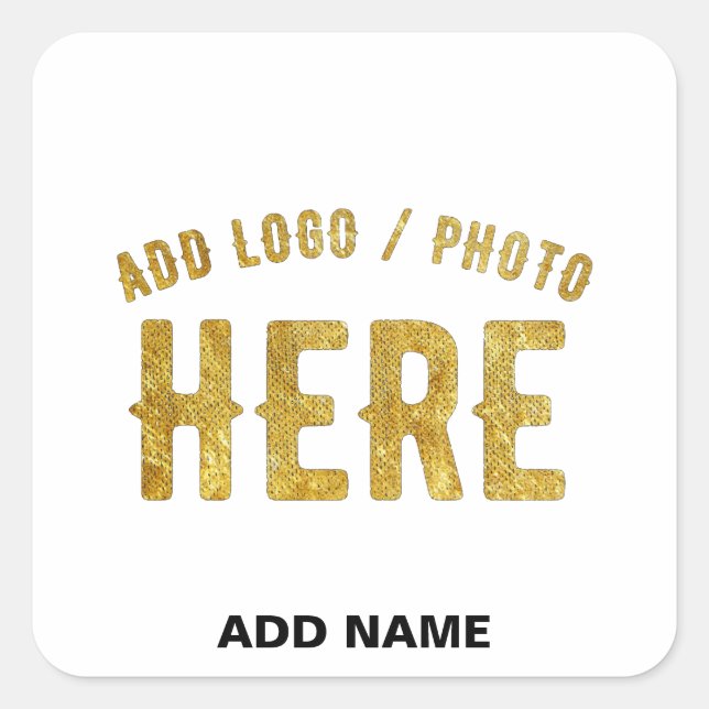 PEGATINA CUADRADA PERSONALIZABLE MODERNO ESTILO BLANCO VERIFICADO MA (Anverso)