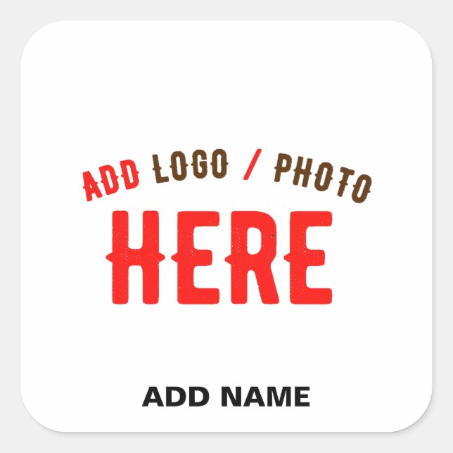 PEGATINA CUADRADA PERSONALIZABLE MODERNO ESTILO BLANCO VERIFICADO MA (Anverso)
