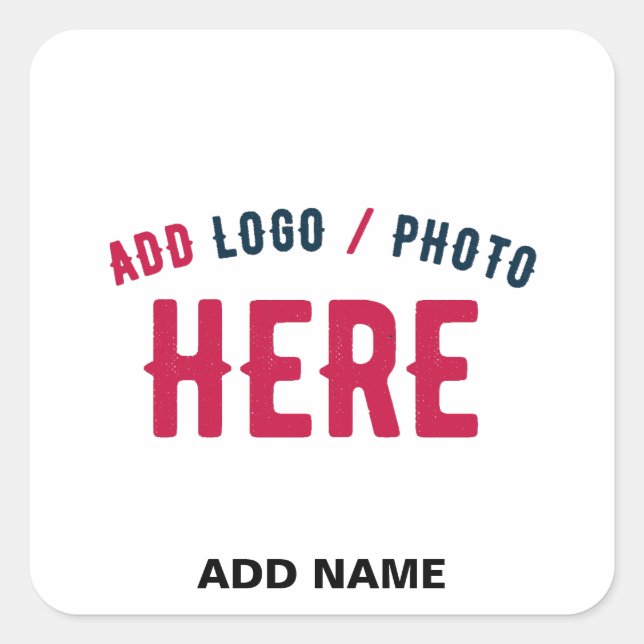 PEGATINA CUADRADA PERSONALIZABLE MODERNO ESTILO BLANCO VERIFICADO MA (Anverso)