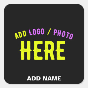 PEGATINA CUADRADA PERSONALIZABLE MODERNO ESTILO NEGRO VERIFICADO MAR