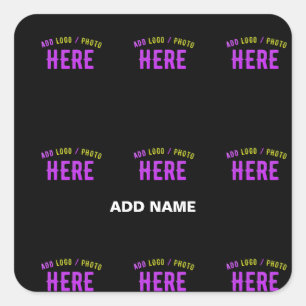 PEGATINA CUADRADA PERSONALIZABLE MODERNO ESTILO NEGRO VERIFICADO MAR