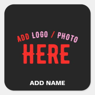 PEGATINA CUADRADA PERSONALIZABLE MODERNO ESTILO NEGRO VERIFICADO MAR