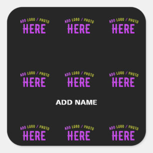 PEGATINA CUADRADA PERSONALIZABLE MODERNO ESTILO NEGRO VERIFICADO MAR