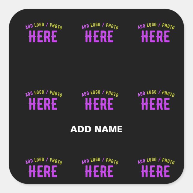 PEGATINA CUADRADA PERSONALIZABLE MODERNO ESTILO NEGRO VERIFICADO MAR (Anverso)