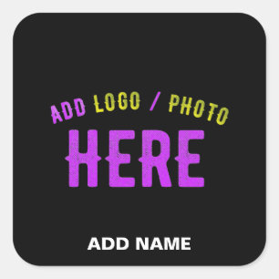 PEGATINA CUADRADA PERSONALIZABLE MODERNO ESTILO NEGRO VERIFICADO MAR