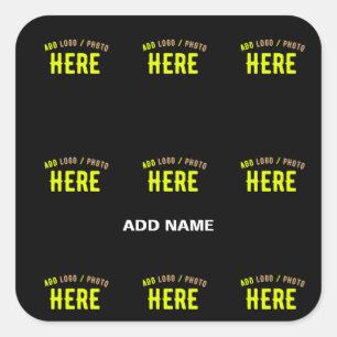 PEGATINA CUADRADA PERSONALIZABLE MODERNO ESTILO NEGRO VERIFICADO MAR