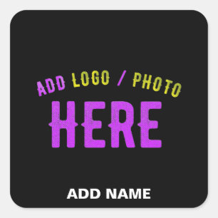 PEGATINA CUADRADA PERSONALIZABLE MODERNO ESTILO NEGRO VERIFICADO MAR