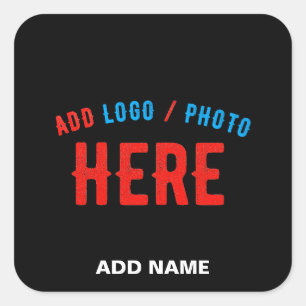PEGATINA CUADRADA PERSONALIZABLE MODERNO ESTILO NEGRO VERIFICADO MAR