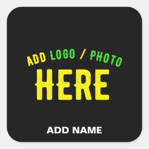 PEGATINA CUADRADA PERSONALIZABLE MODERNO ESTILO NEGRO VERIFICADO MAR