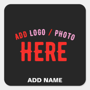PEGATINA CUADRADA PERSONALIZABLE MODERNO ESTILO NEGRO VERIFICADO MAR