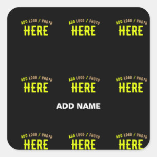 PEGATINA CUADRADA PERSONALIZABLE MODERNO ESTILO NEGRO VERIFICADO MAR