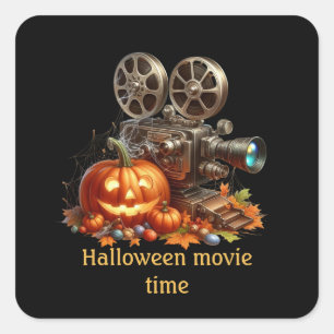 Pegatina Cuadrada Personalizable nocturno de la película de Hallowee