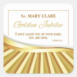 Pegatina Cuadrada Personalización, aniversario de oro de la vida rel