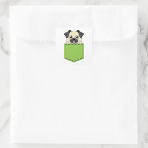 Pegatina Cuadrada Personalización del perro Mascota de bolsillo