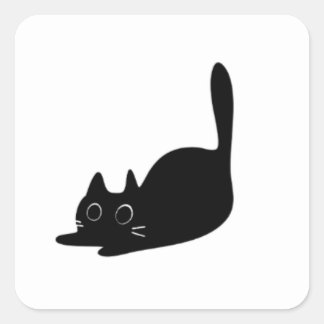 Pegatina cuadrada personalizada de gato negro lind