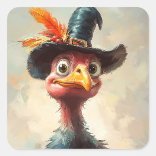Pegatina Cuadrada Personalizado Acción de Gracias Turquía