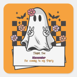 Pegatina Cuadrada Personalizado amable Gracias Fantasma De Halloween