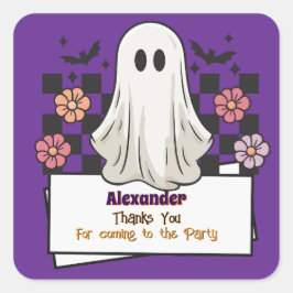 Pegatina Cuadrada Personalizado amable Gracias Fantasma De Halloween