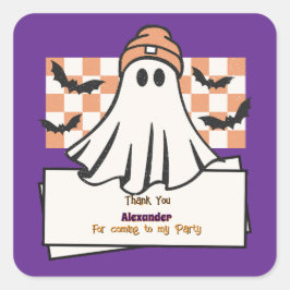 Pegatina Cuadrada Personalizado amable Gracias Fantasma De Halloween
