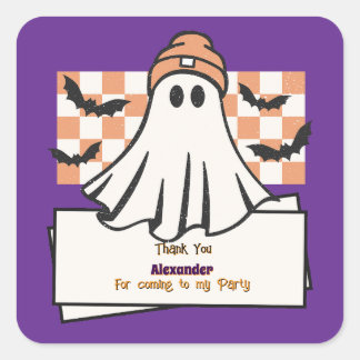 Pegatina Cuadrada Personalizado amable Gracias Fantasma De Halloween