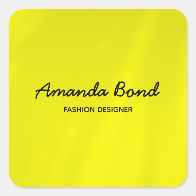 Pegatina Cuadrada personalizado amarillo oscuro minimalista (Anverso)