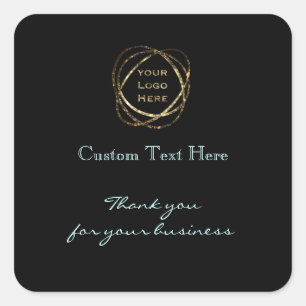 Pegatina Cuadrada Personalizado añada logo propio Aqua moderno elega