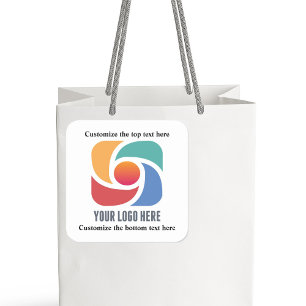 Pegatina Cuadrada Personalizado Añadir su marca de empresa con logot