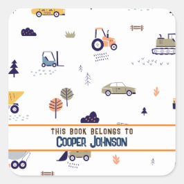 Pegatina Cuadrada Personalizado azul pastel y placa de identificació