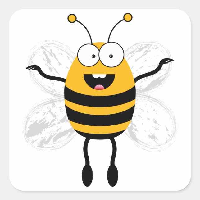 Pegatina Cuadrada Personalizado Bee (Anverso)