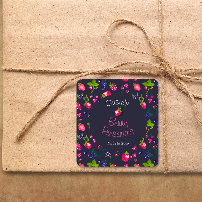 Pegatina Cuadrada Personalizado・Berry Preserve DIY Canning (Subido por el creador)