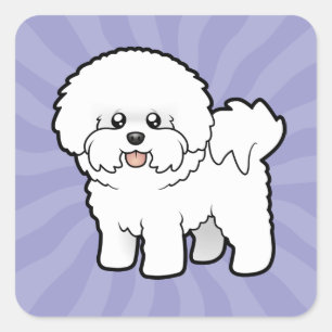 Pegatina Cuadrada Personalizado Bichon Frise