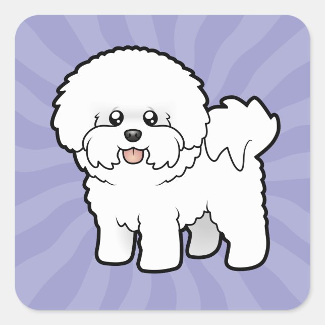 Pegatina Cuadrada Personalizado Bichon Frise (Anverso)