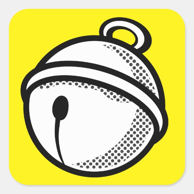 Pegatina Cuadrada Personalizado Black Cat Bell Vector Pop Art (Anverso)