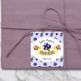 Pegatina Cuadrada Personalizado・Blueberry Preserve DIY Canning