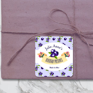 Pegatina Cuadrada Personalizado・Blueberry Preserve DIY Canning