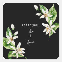 Personalizado Boda blanco floral negro gracias