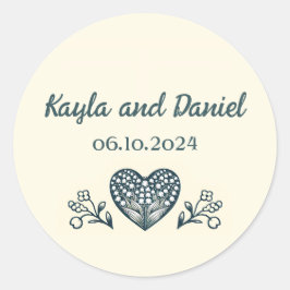 Pegatina Cuadrada Personalizado Boda de Blooms Eternos