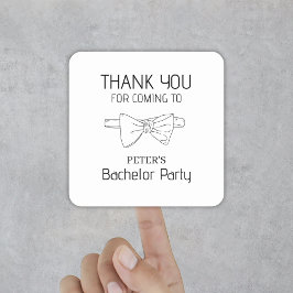 Pegatina Cuadrada Personalizado Bow Tie Bacheler Party Gracias