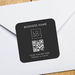 Pegatina Cuadrada Personalizado Business Company Square Logo QR Code