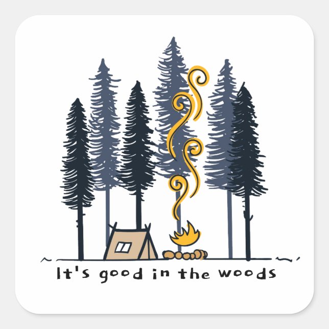 Pegatina Cuadrada Personalizado Camping (Anverso)