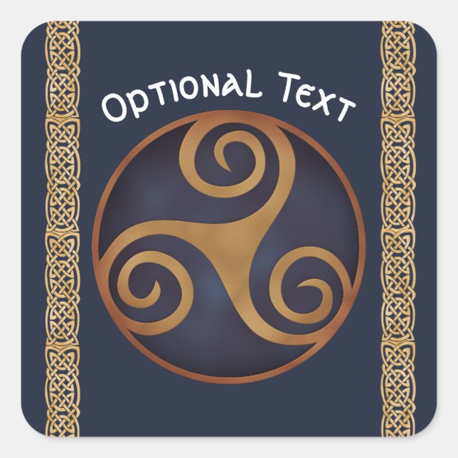 Pegatina Cuadrada Personalizado Celtic Triskelion (Azul) (Anverso)