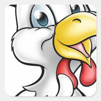 Pegatina Cuadrada Personalizado Chicken Rooster