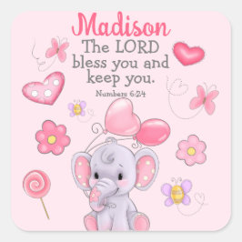 Pegatina Cuadrada Personalizado Christian Blessing Scripture Pegatin