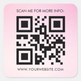 Pegatina Cuadrada Personalizado código QR Gradiente rosa promocional