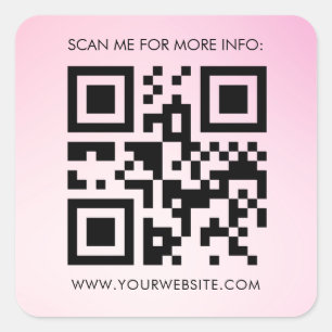 Pegatina Cuadrada Personalizado código QR Gradiente rosa promocional