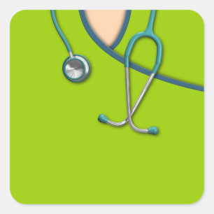Pegatina Cuadrada Personalizado Color Medical Scrubs