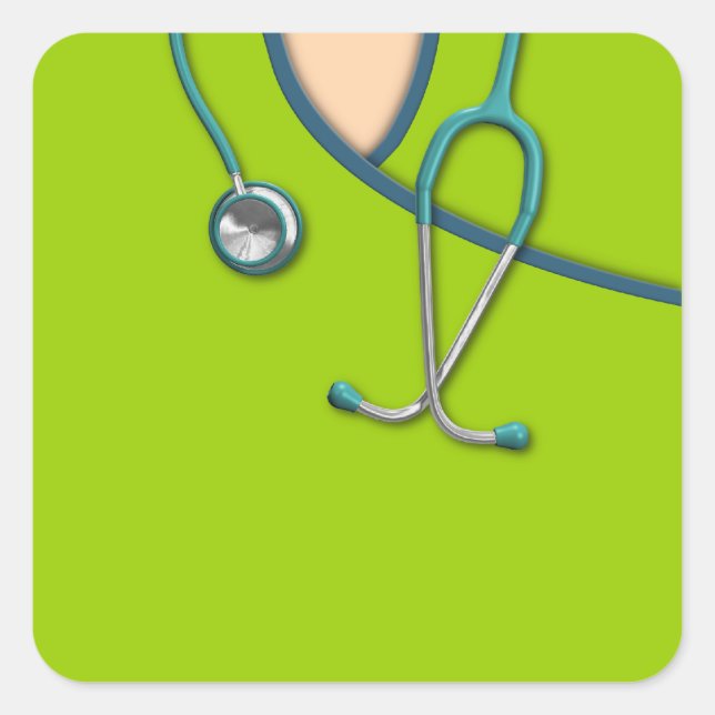 Pegatina Cuadrada Personalizado Color Medical Scrubs (Anverso)
