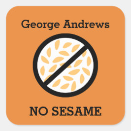 Pegatina Cuadrada Personalizado Color Sésamo Alergia Niños Personali