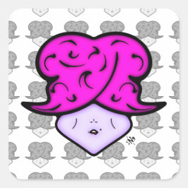 Pegatina Cuadrada Personalizado con marca de belleza y gorra v1.1